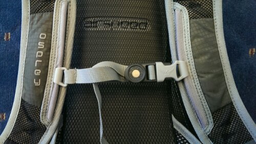 Adjustable sternum strap with bite-valve magnet